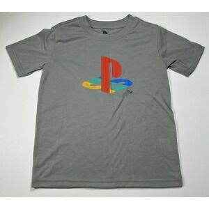 Playstation T-Shirt PS4 Kids Short Sleeve Gaming Mode Gamer Size 4/6 Gray Logo